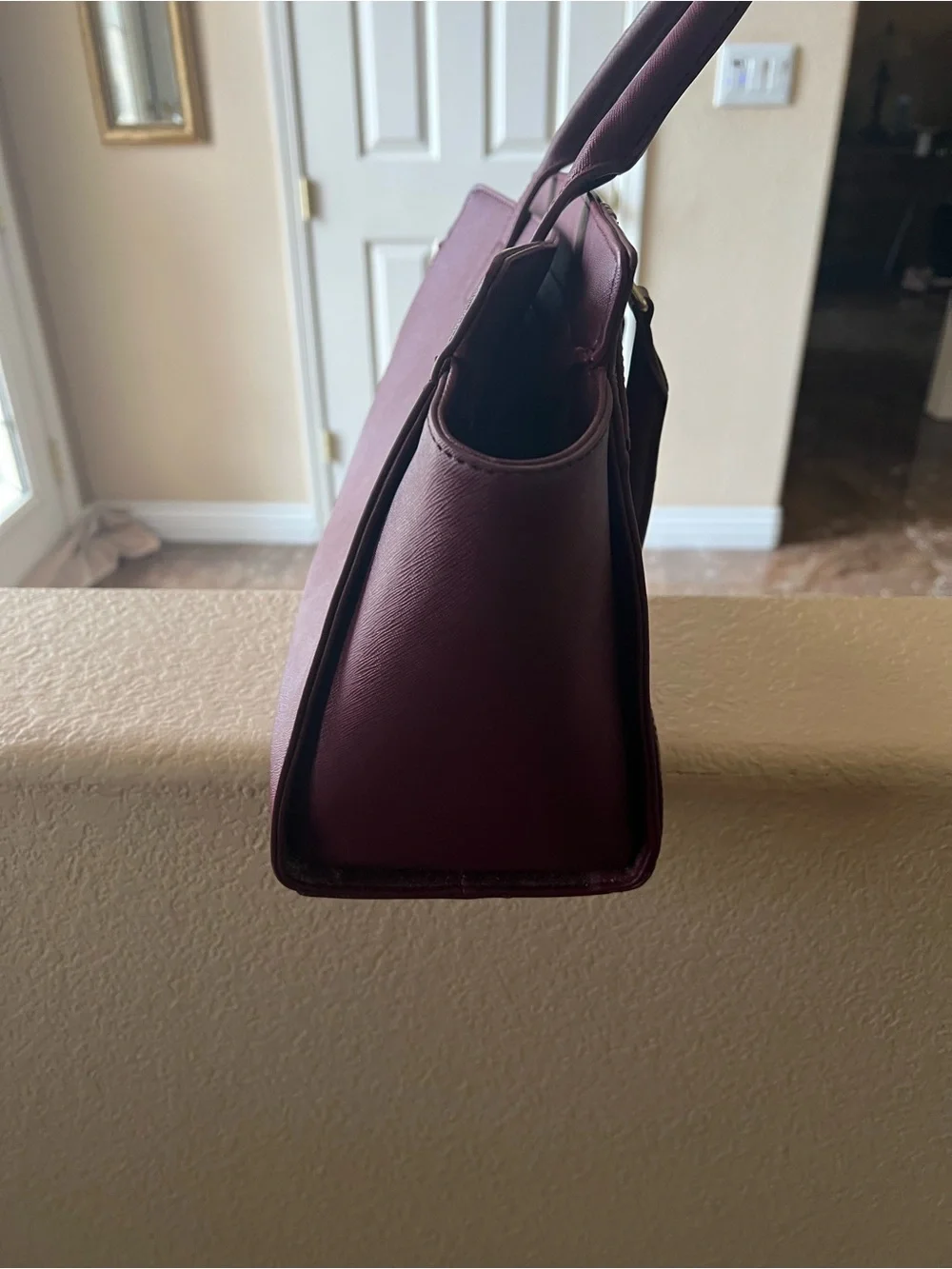 Stella & Max Wine Red Textured Panel Satchel